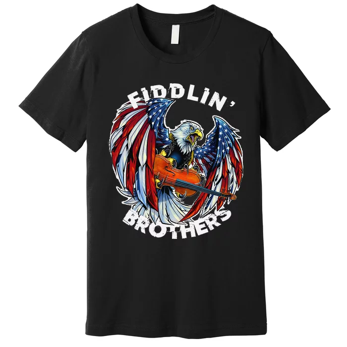 USA Eagle Fiddlin Brothers Violin Music Rock Patriot Flight Premium T-Shirt