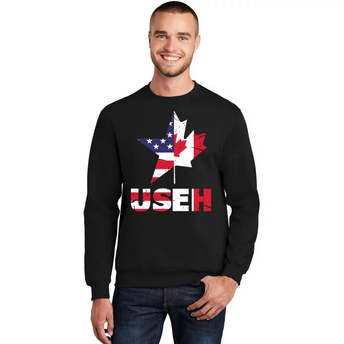 Us Eh Funny Canada American Flag Tall Sweatshirt