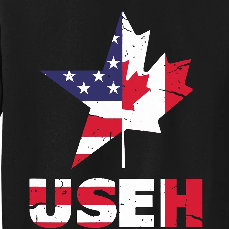 Us Eh Funny Canada American Flag Tall Sweatshirt