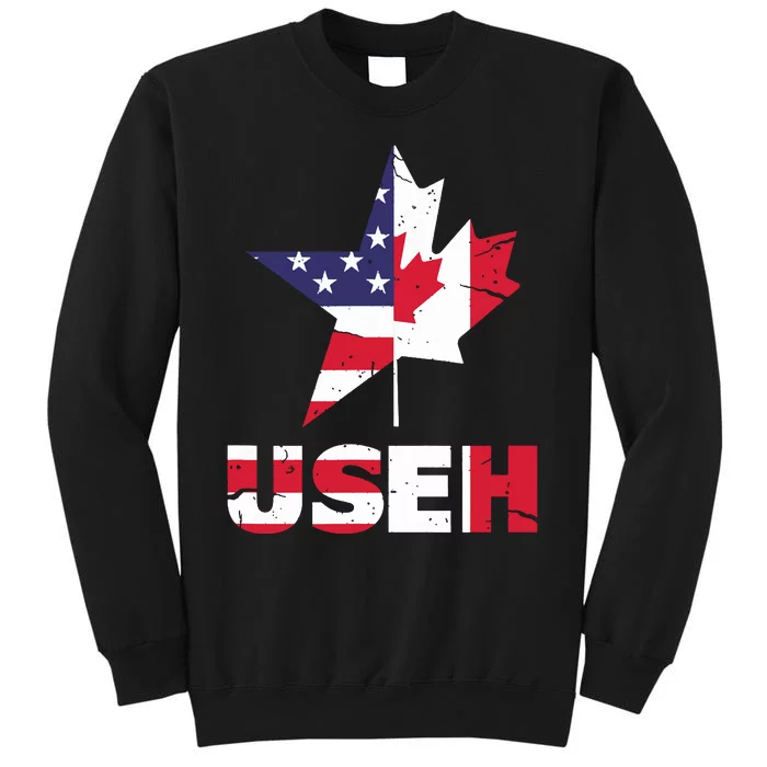 Us Eh Funny Canada American Flag Tall Sweatshirt