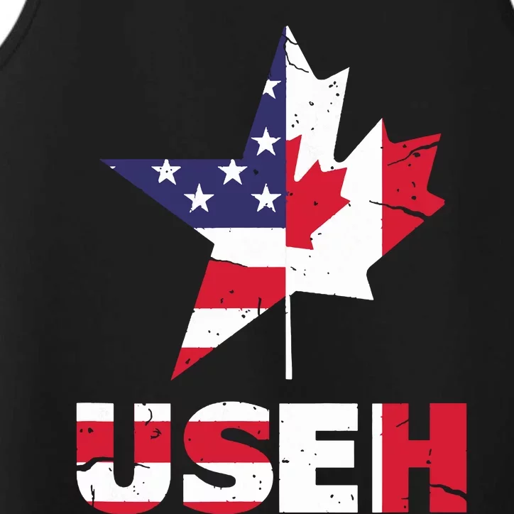 Us Eh Funny Canada American Flag Performance Tank