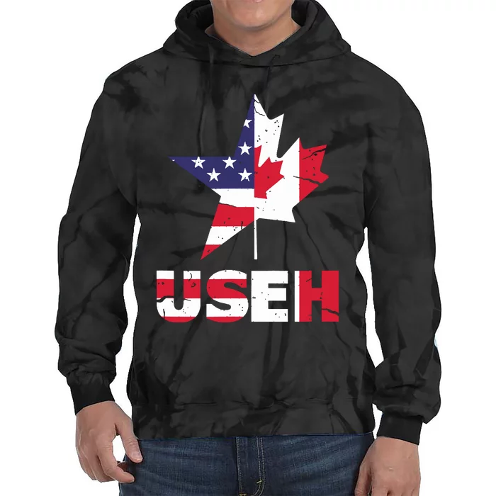 Us Eh Funny Canada American Flag Tie Dye Hoodie