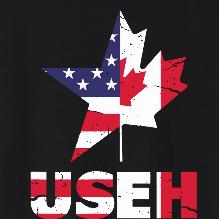 Us Eh Funny Canada American Flag Women's Crop Top Tee