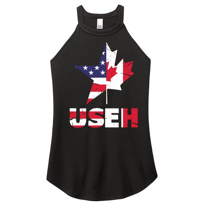 Us Eh Funny Canada American Flag Women’s Perfect Tri Rocker Tank