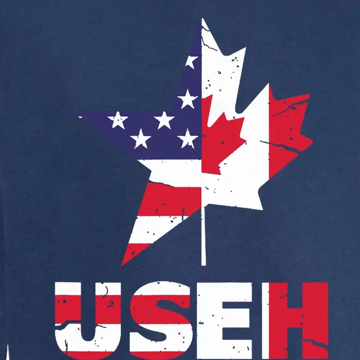 Us Eh Funny Canada American Flag Garment-Dyed Sweatshirt