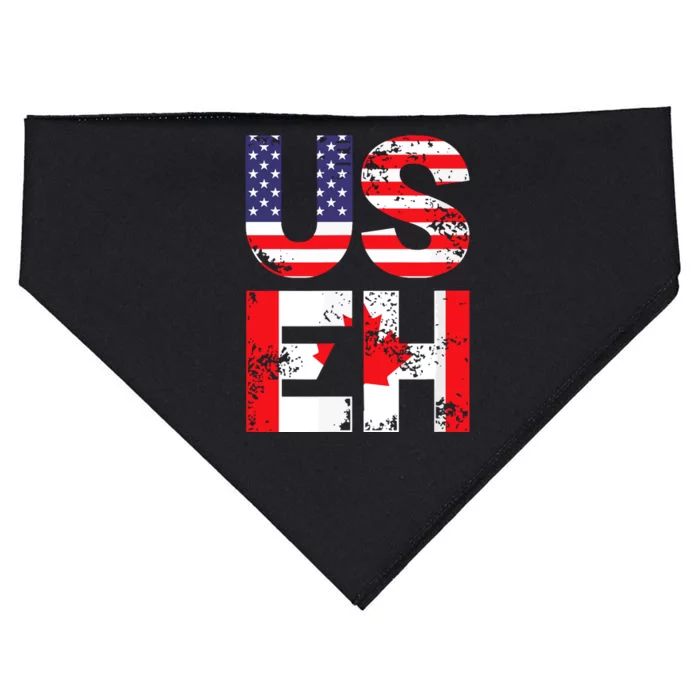 Us Eh Funny Canada American Flag USA-Made Doggie Bandana