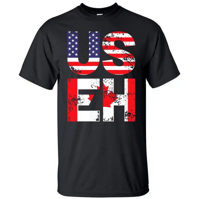 Us Eh Funny Canada American Flag Tall T-Shirt