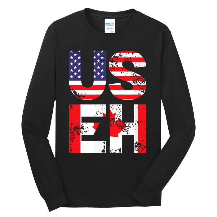 Us Eh Funny Canada American Flag Tall Long Sleeve T-Shirt