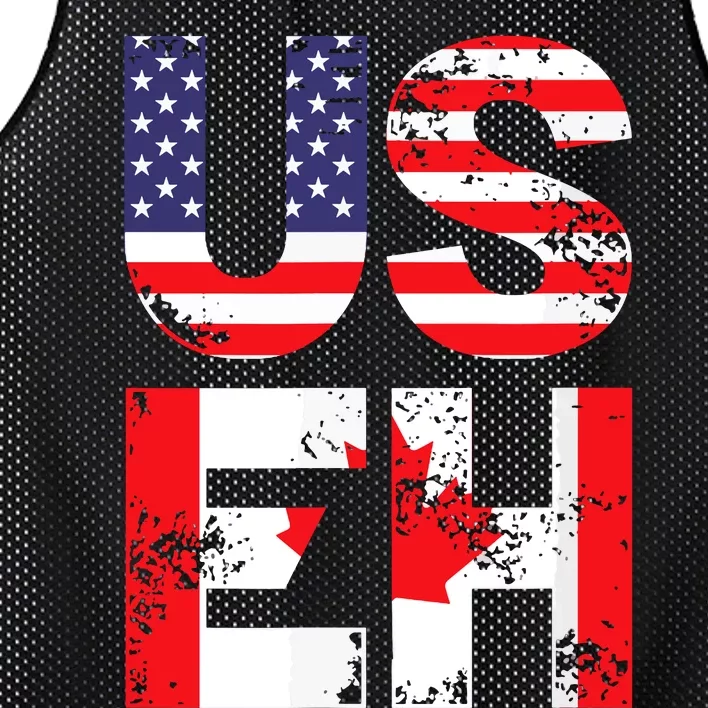 Us Eh Funny Canada American Flag Mesh Reversible Basketball Jersey Tank