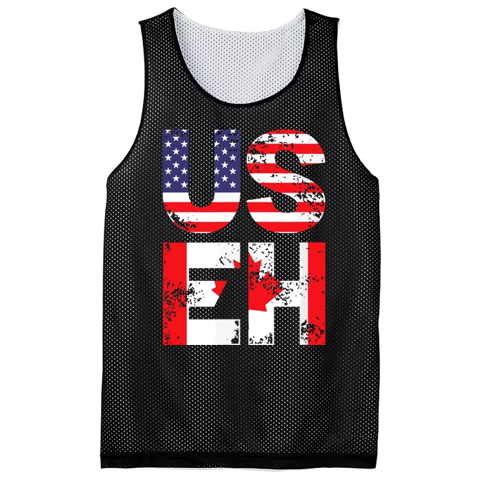 Us Eh Funny Canada American Flag Mesh Reversible Basketball Jersey Tank