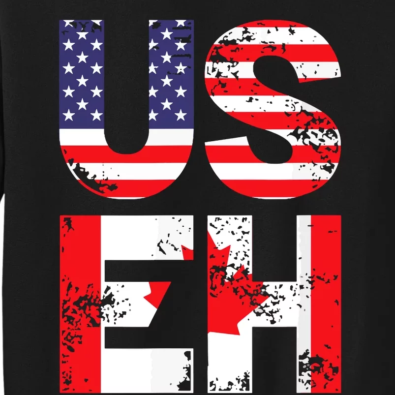 Us Eh Funny Canada American Flag Tall Sweatshirt