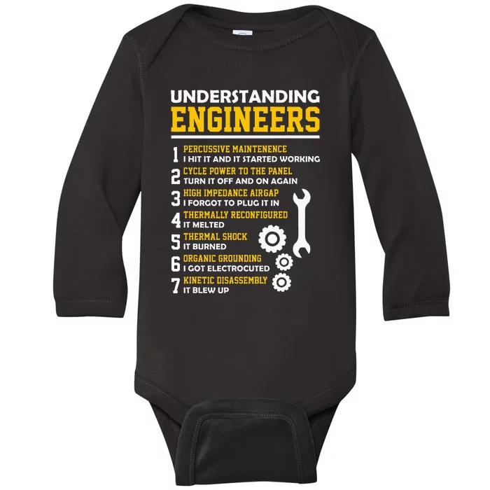 Understanding Engineers Funny Sarcastic Engineering Baby Long Sleeve Bodysuit