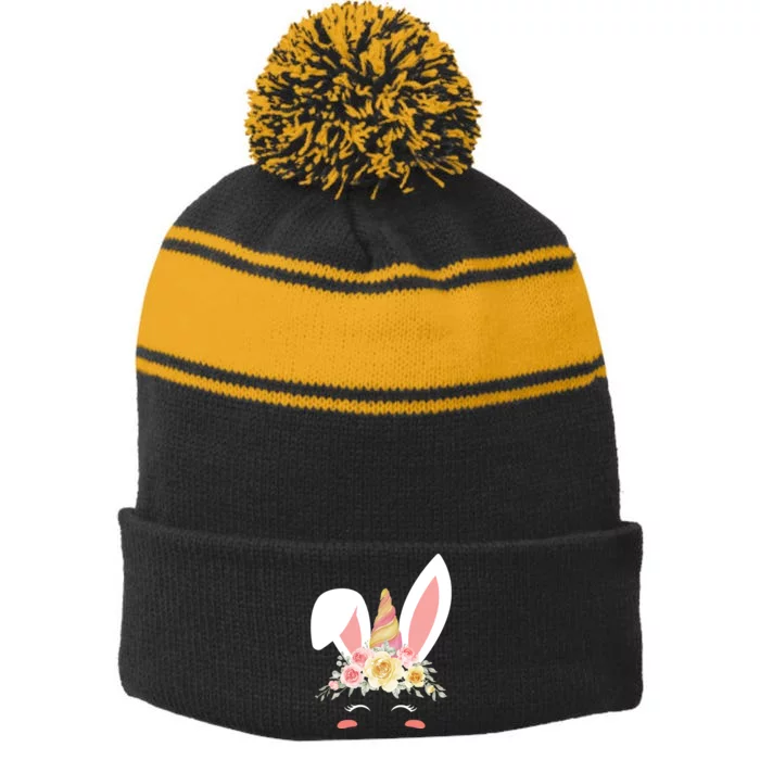 Unicorn Easter Floral Bunny Stripe Pom Pom Beanie