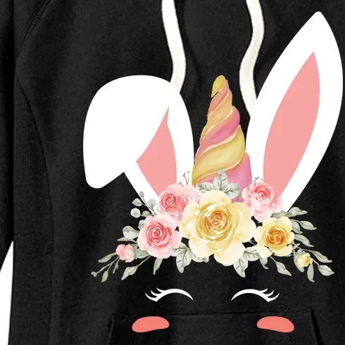 Unicorn Easter Floral Bunny Women's Fleece Hoodie