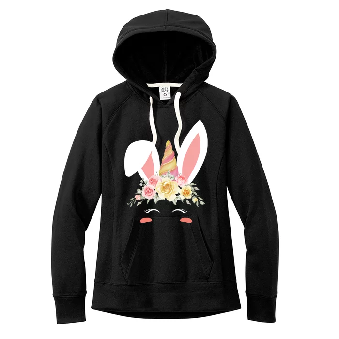 Unicorn Easter Floral Bunny Women's Fleece Hoodie