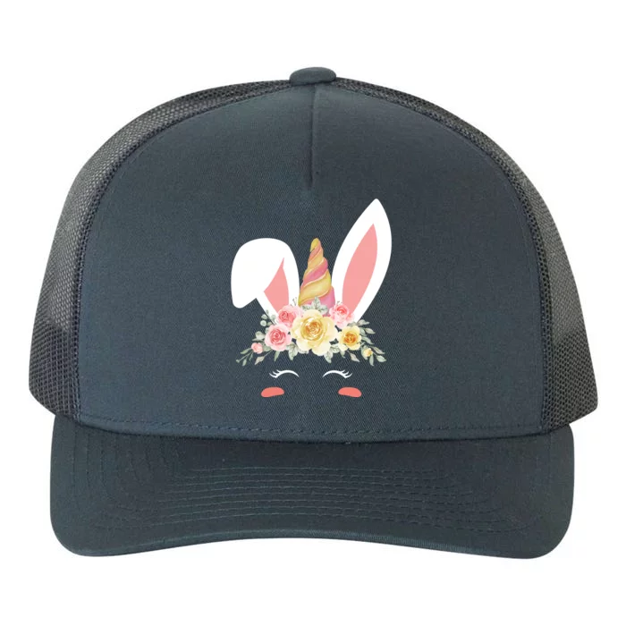 Unicorn Easter Floral Bunny Yupoong Adult 5-Panel Trucker Hat