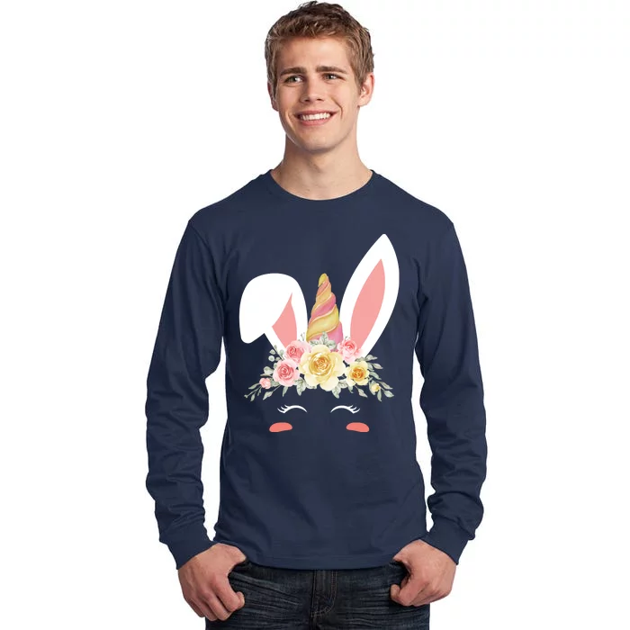 Unicorn Easter Floral Bunny Tall Long Sleeve T-Shirt