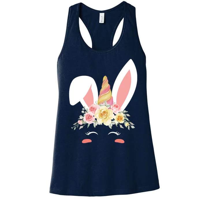 Unicorn Easter Floral Bunny Women's Racerback Tank