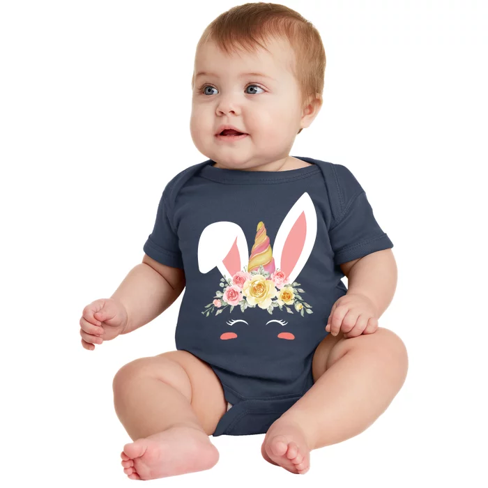 Unicorn Easter Floral Bunny Baby Bodysuit