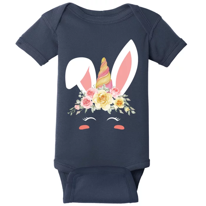 Unicorn Easter Floral Bunny Baby Bodysuit