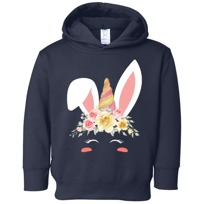 Unicorn Easter Floral Bunny Toddler Hoodie