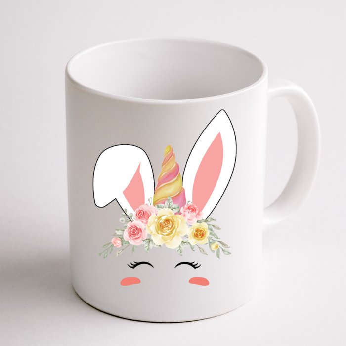 Unicorn Easter Floral Bunny Front & Back Coffee Mug