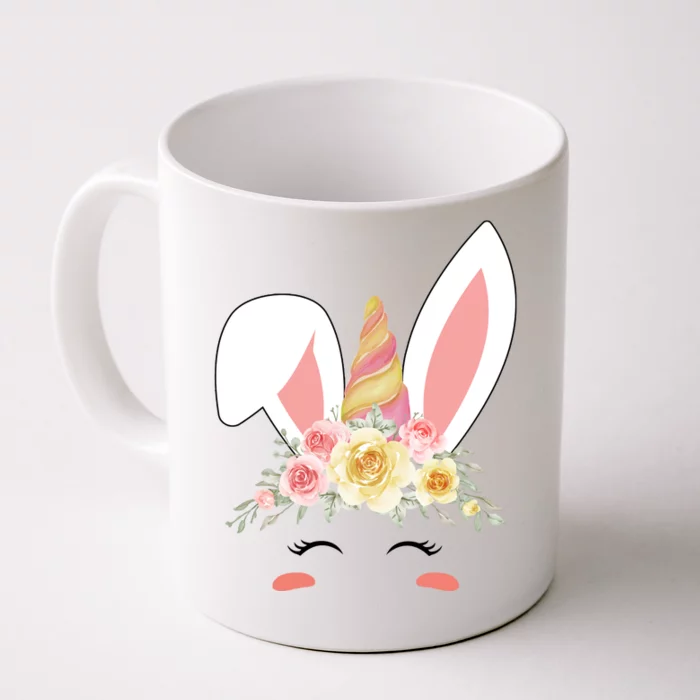 Unicorn Easter Floral Bunny Front & Back Coffee Mug