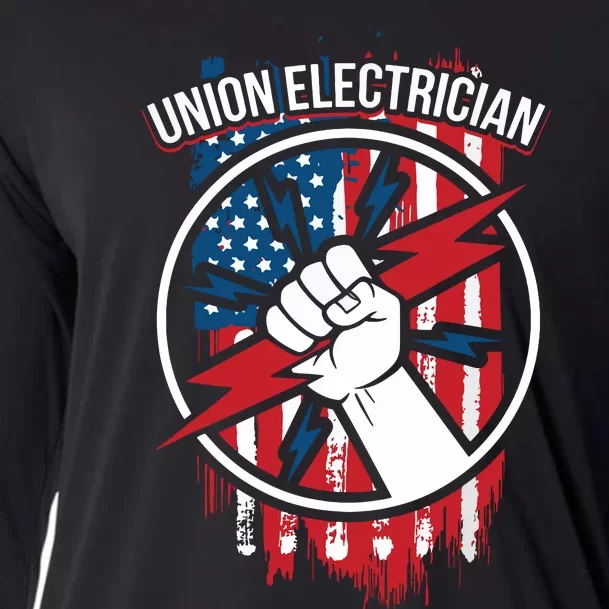 Union Electrician Gift For American Electricians Cooling Performance Long Sleeve Crew