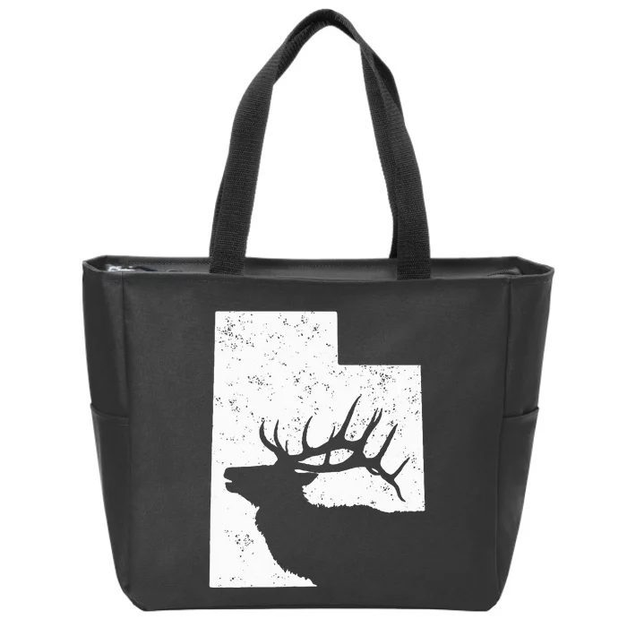 Utah Elk Hunting Bull Elk State Shape Zip Tote Bag