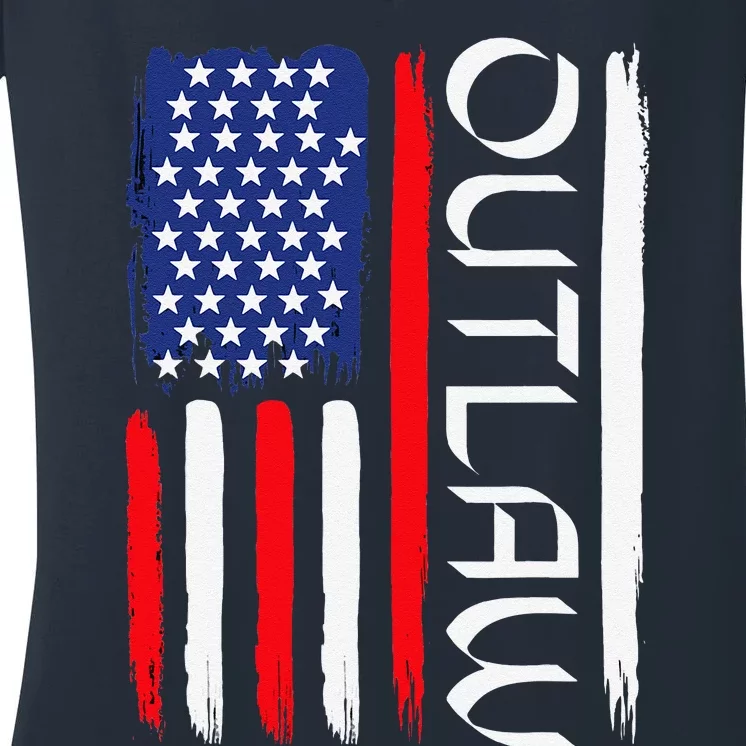 Usa Election IM Voting For The Outlaw In 2024 Trump Women's V-Neck T-Shirt