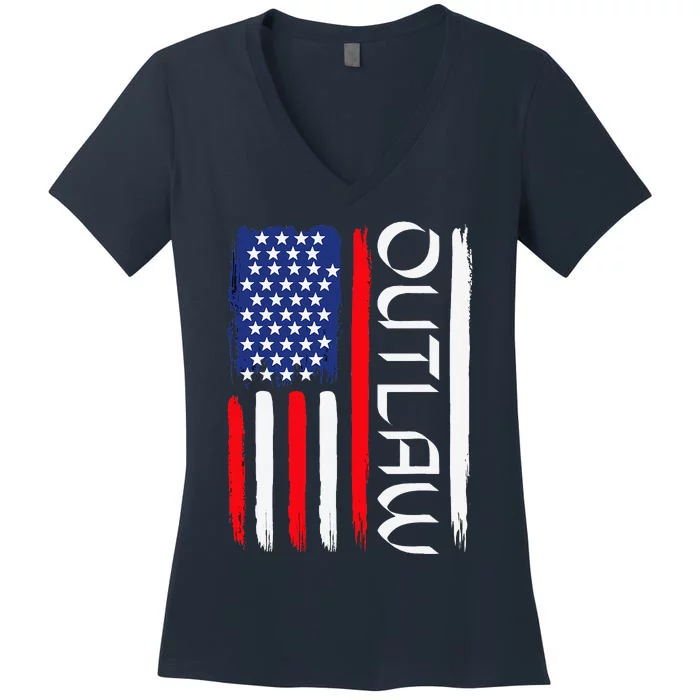 Usa Election IM Voting For The Outlaw In 2024 Trump Women's V-Neck T-Shirt