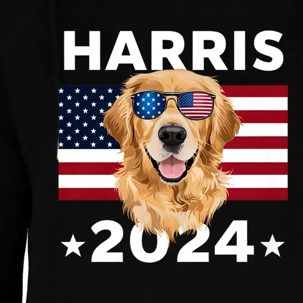 Us Election Kamala Harris 2024 Golden Retriever Dog Usa Flag Womens Funnel Neck Pullover Hood