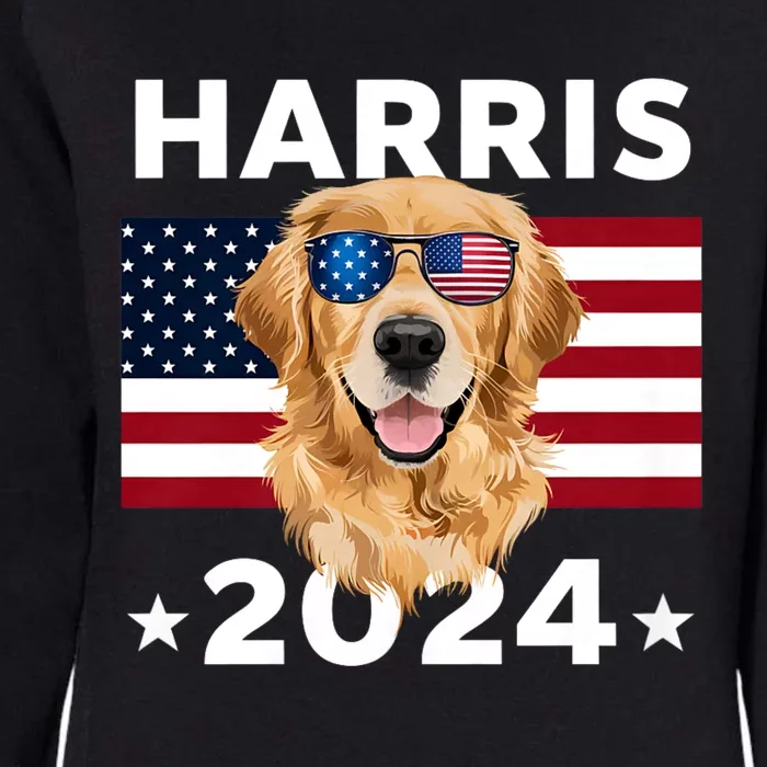 Us Election Kamala Harris 2024 Golden Retriever Dog Usa Flag Womens California Wash Sweatshirt