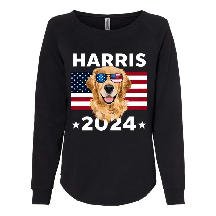 Us Election Kamala Harris 2024 Golden Retriever Dog Usa Flag Womens California Wash Sweatshirt