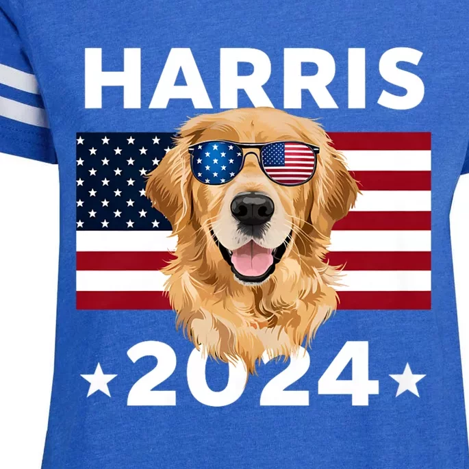 Us Election Kamala Harris 2024 Golden Retriever Dog Usa Flag Enza Ladies Jersey Football T-Shirt