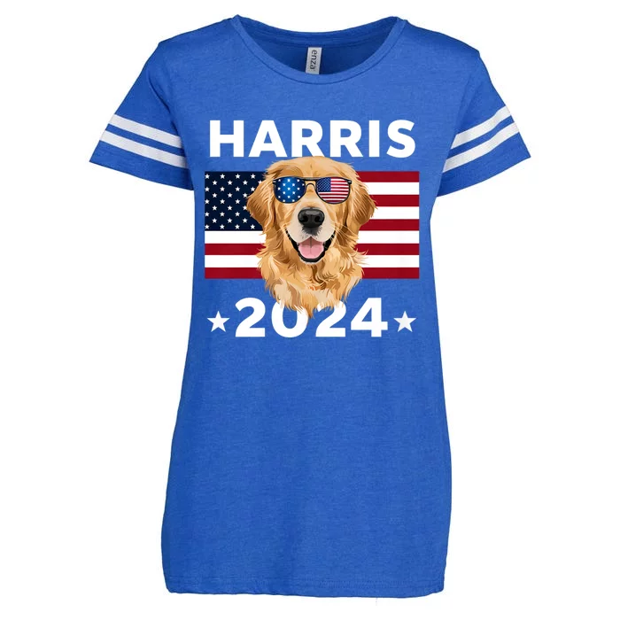 Us Election Kamala Harris 2024 Golden Retriever Dog Usa Flag Enza Ladies Jersey Football T-Shirt