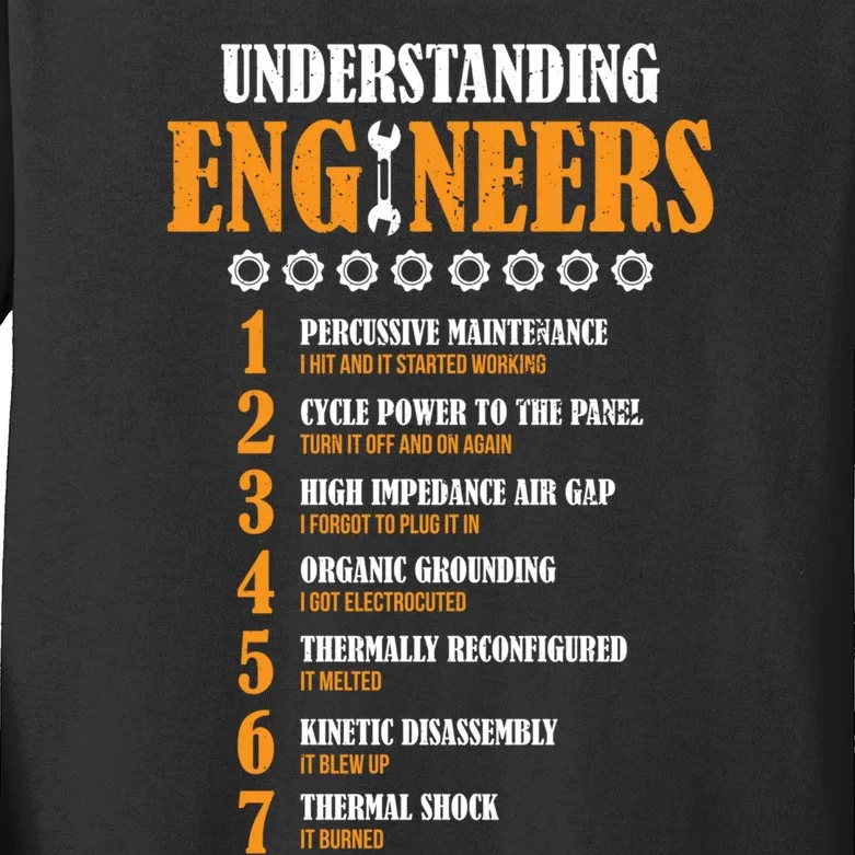 Understanding Engineers Lists Distressed Funny Engineer Kids Long Sleeve Shirt