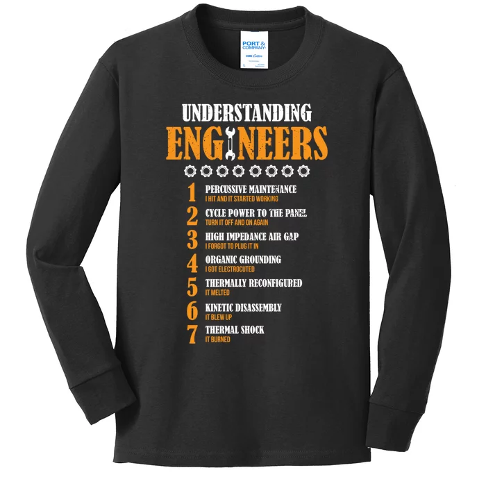 Understanding Engineers Lists Distressed Funny Engineer Kids Long Sleeve Shirt