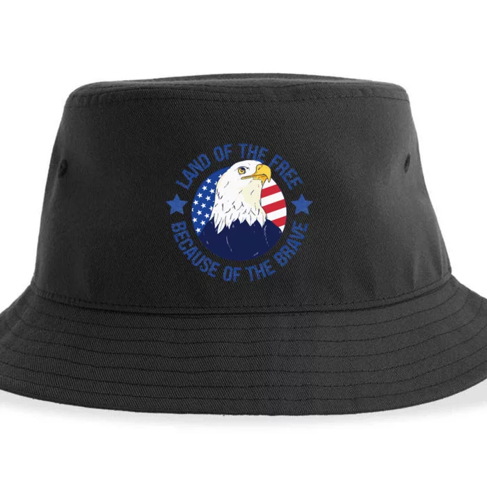 USA Eagle Land Of The Free Because Of The Brave 4th Of July Sweatshirt Sustainable Bucket Hat