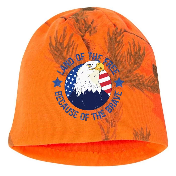 USA Eagle Land Of The Free Because Of The Brave 4th Of July Sweatshirt Kati - Camo Knit Beanie