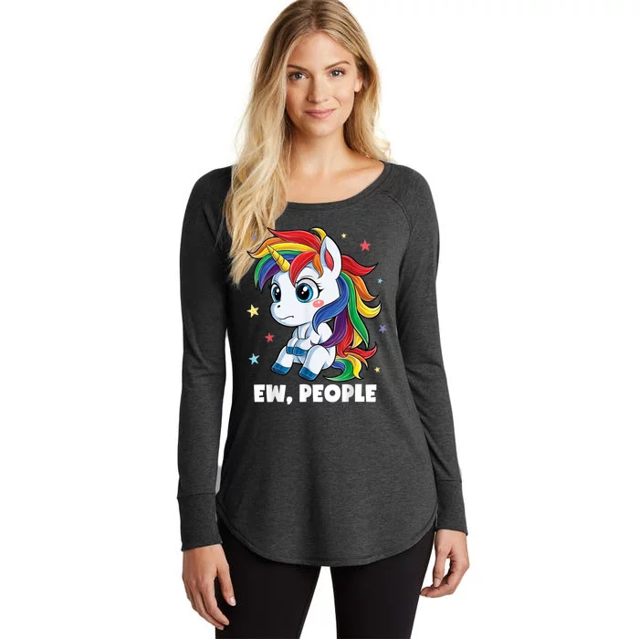 Unicorn Ew People Girls Kids Funny Rainbow Unicorns Women's Perfect Tri Tunic Long Sleeve Shirt