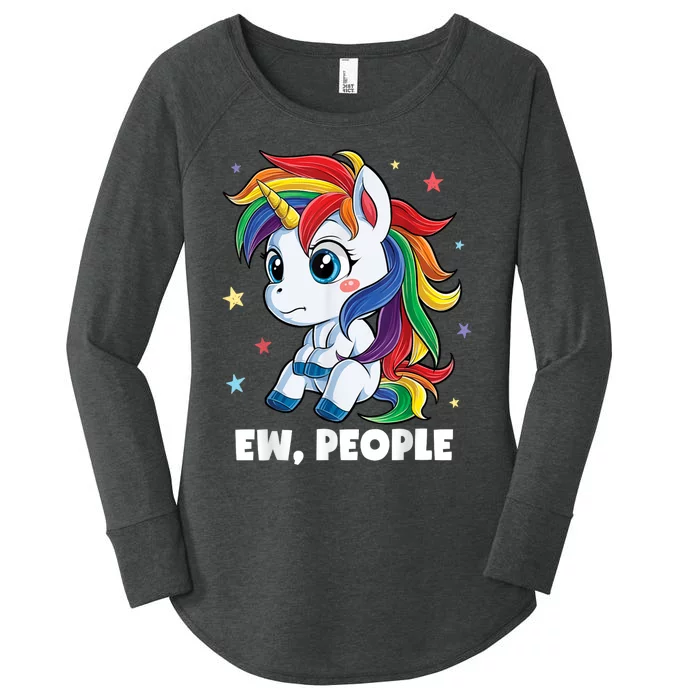 Unicorn Ew People Girls Kids Funny Rainbow Unicorns Women's Perfect Tri Tunic Long Sleeve Shirt