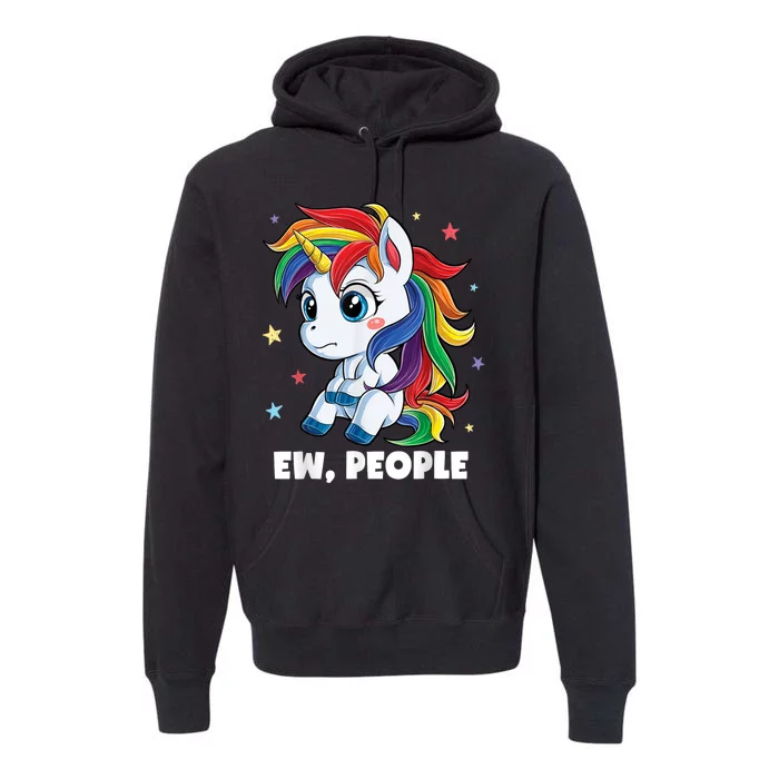 Unicorn Ew People Girls Kids Funny Rainbow Unicorns Premium Hoodie