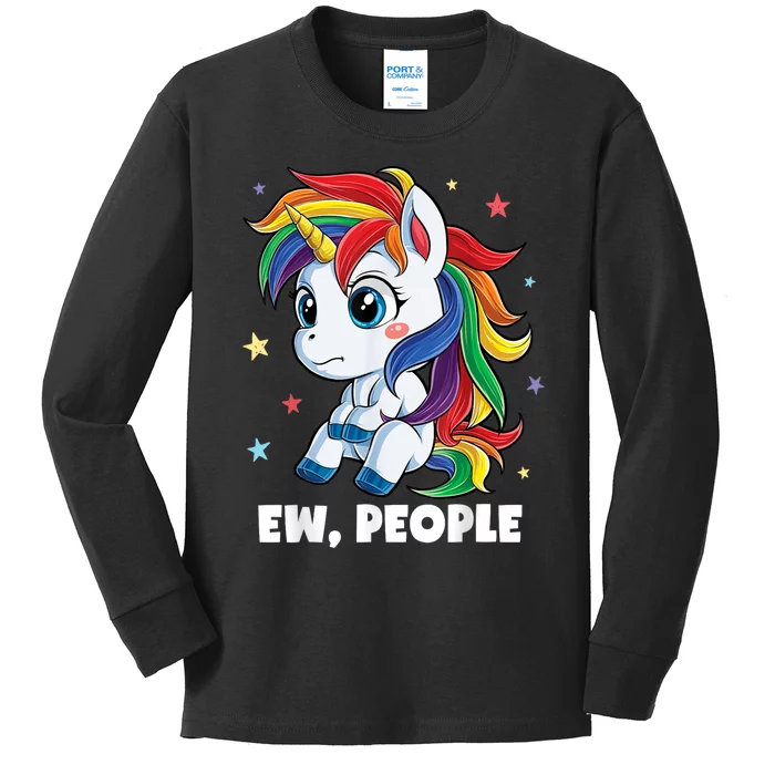 Unicorn Ew People Girls Kids Funny Rainbow Unicorns Kids Long Sleeve Shirt