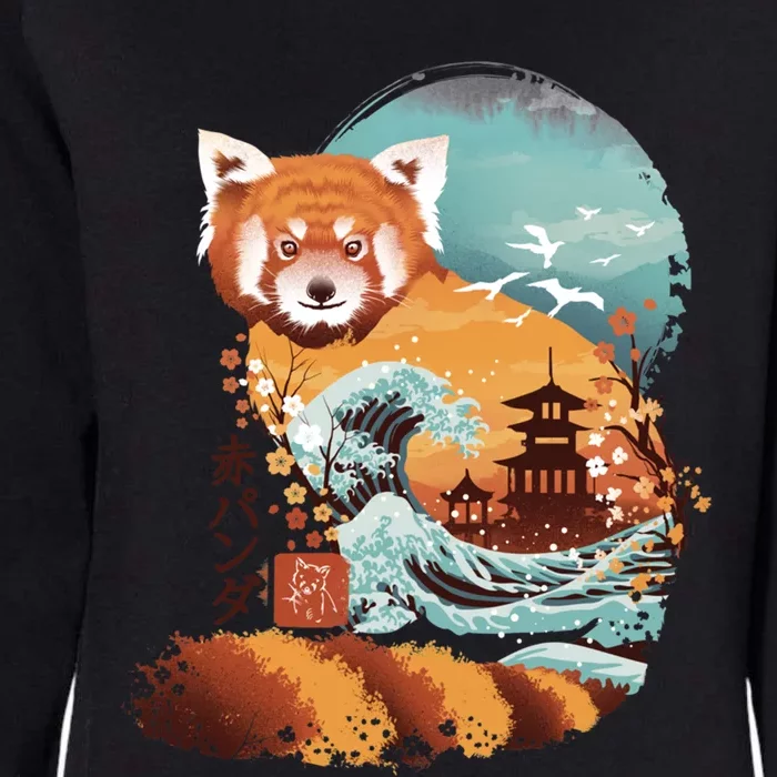 Ukiyo E Red Panda Womens California Wash Sweatshirt