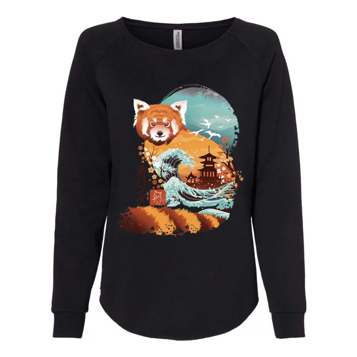 Ukiyo E Red Panda Womens California Wash Sweatshirt