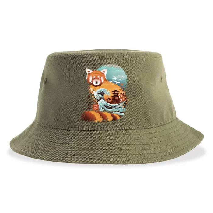 Ukiyo E Red Panda Sustainable Bucket Hat