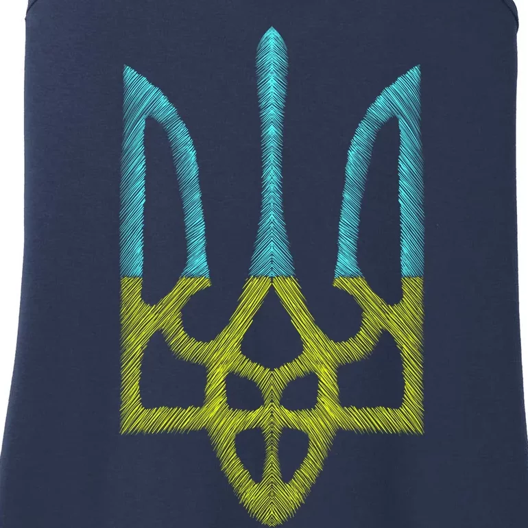 Ukraine Emblem Sketch Ladies Essential Tank