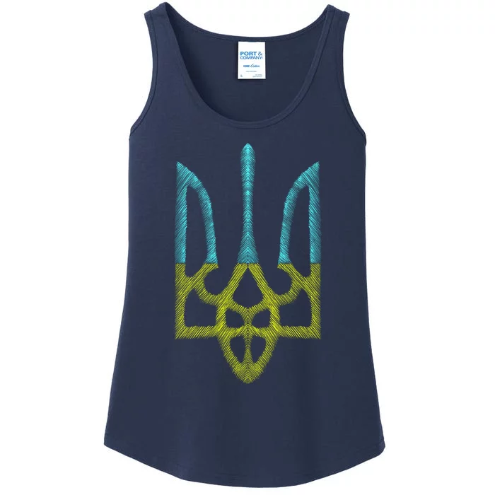 Ukraine Emblem Sketch Ladies Essential Tank