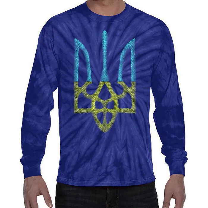 Ukraine Emblem Sketch Tie-Dye Long Sleeve Shirt